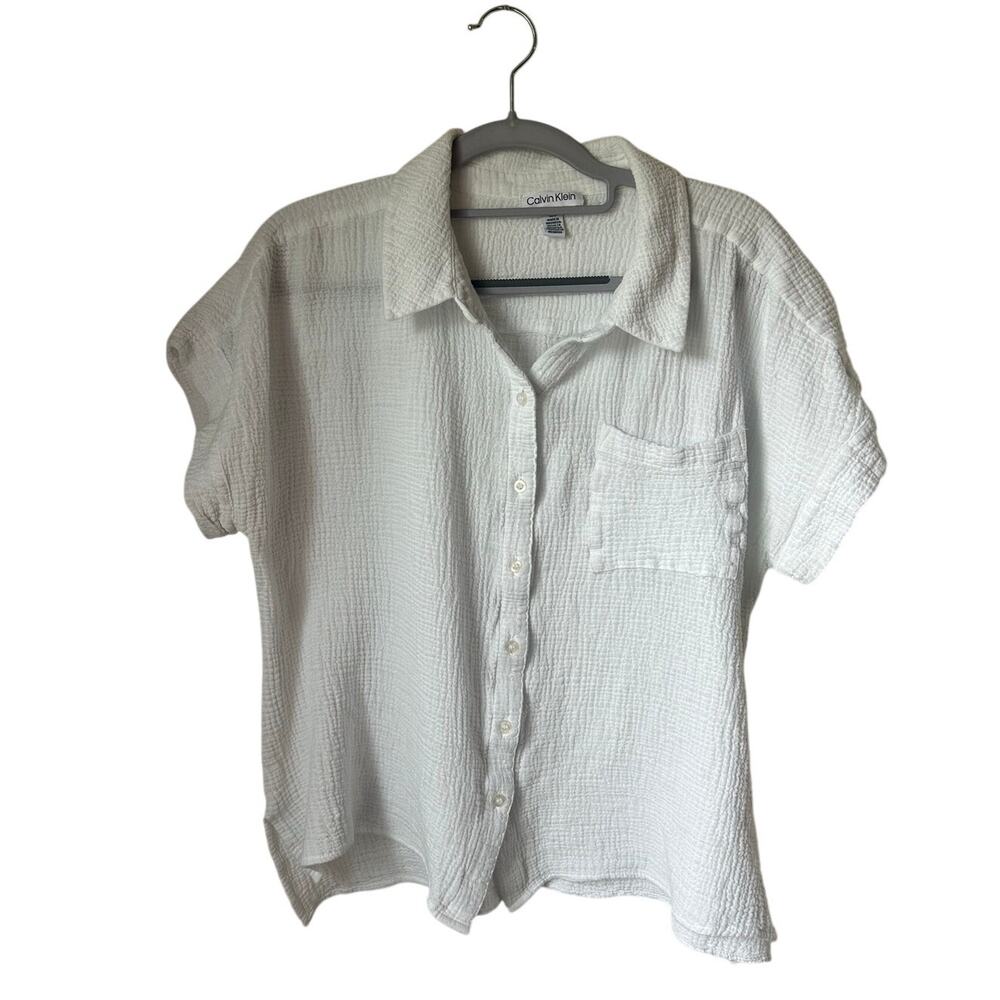 Calvin Klein White Cotton Button Up - Large